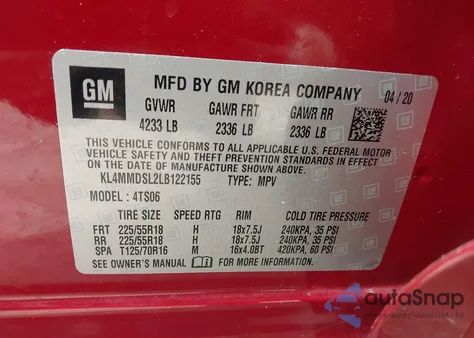 2020 Buick Encore Gx Fwd Select z USA, uszkodzony, nr VIN KL4MMDSL2LB122155